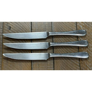 3 ROBERT WELCH Steak Knives - 18/10 SATIN - 9 1/4" - 1 has a bent tip